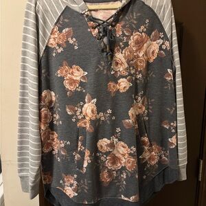 Maurices Gray Tie Front Long Sleeve Hoodie